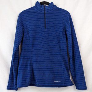 Eddie Bauer Striped Blue Half Zip Sweater Size Medium